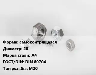 Гайка самоконтрящаяся D=20 Сталь: А4 DIN 80704 М20